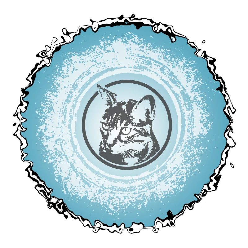 Cat Circle Blue Silhouette