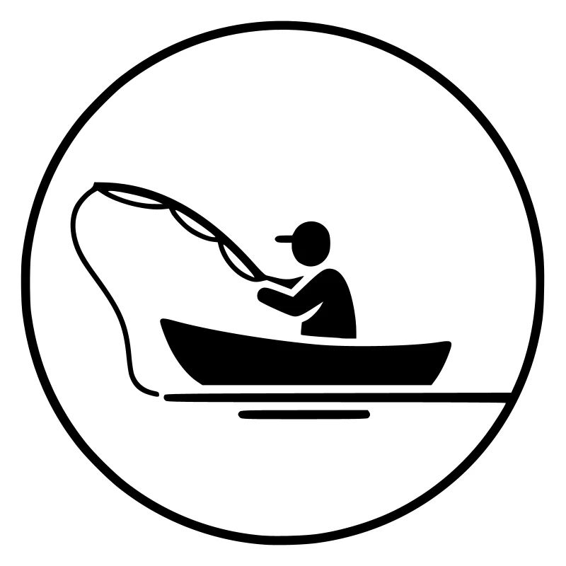 Logo de la silhouette du pêcheur dans le bateau