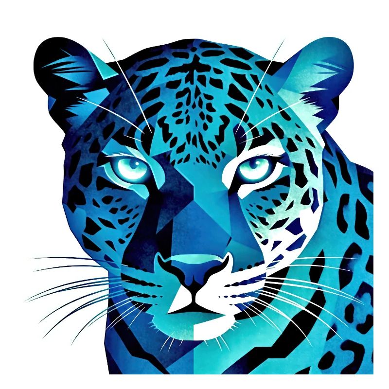 Fluorescent Geometric Blue Leopard