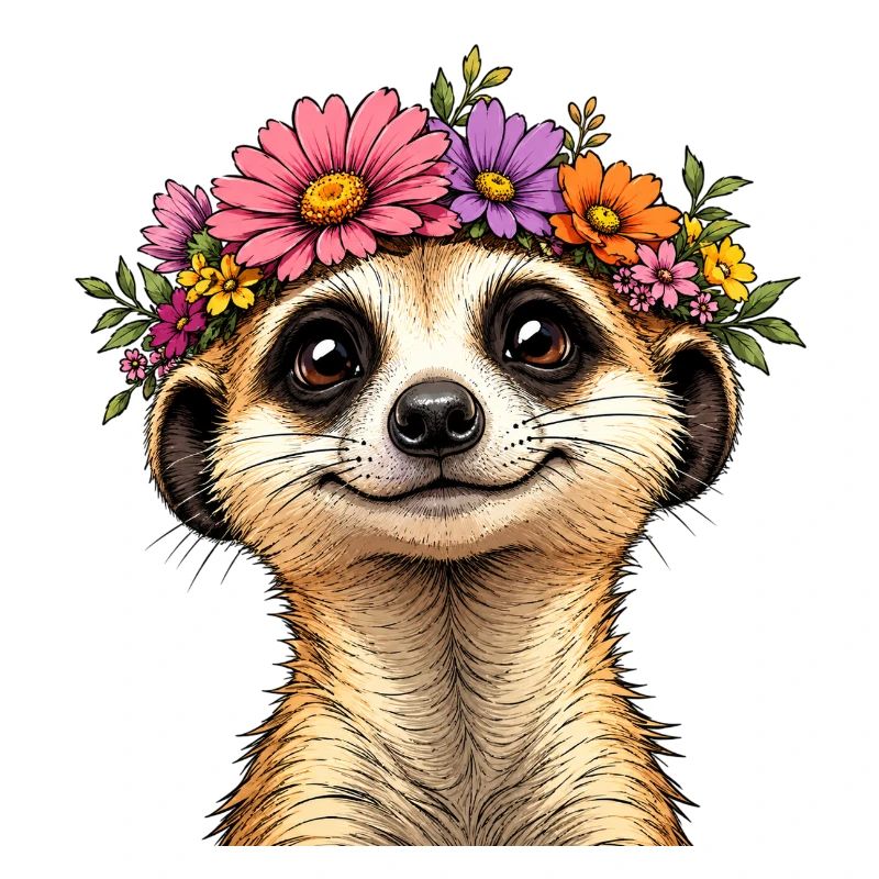 Erdmännchen mit Blumenschmuck 