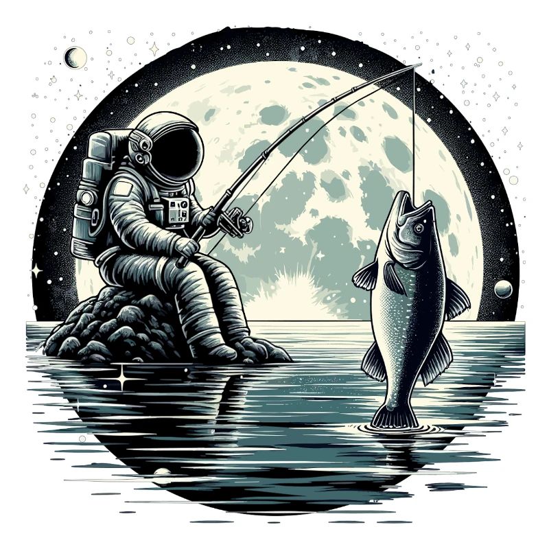 Astronaute pêche sur la Lune : conception spatiale