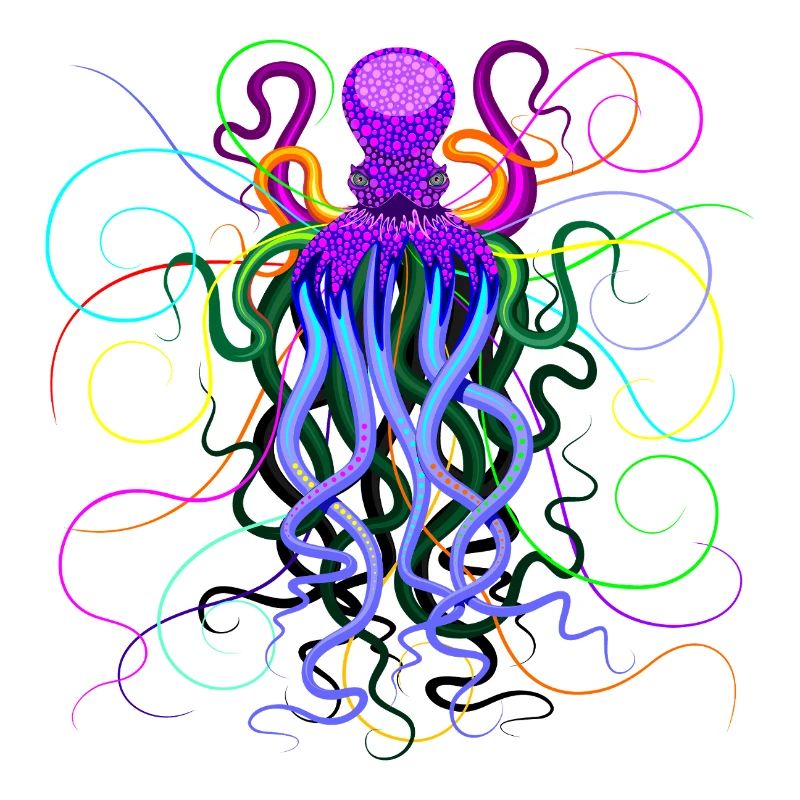 Octopus Trippy Psychedelic Deep Ocean Creature