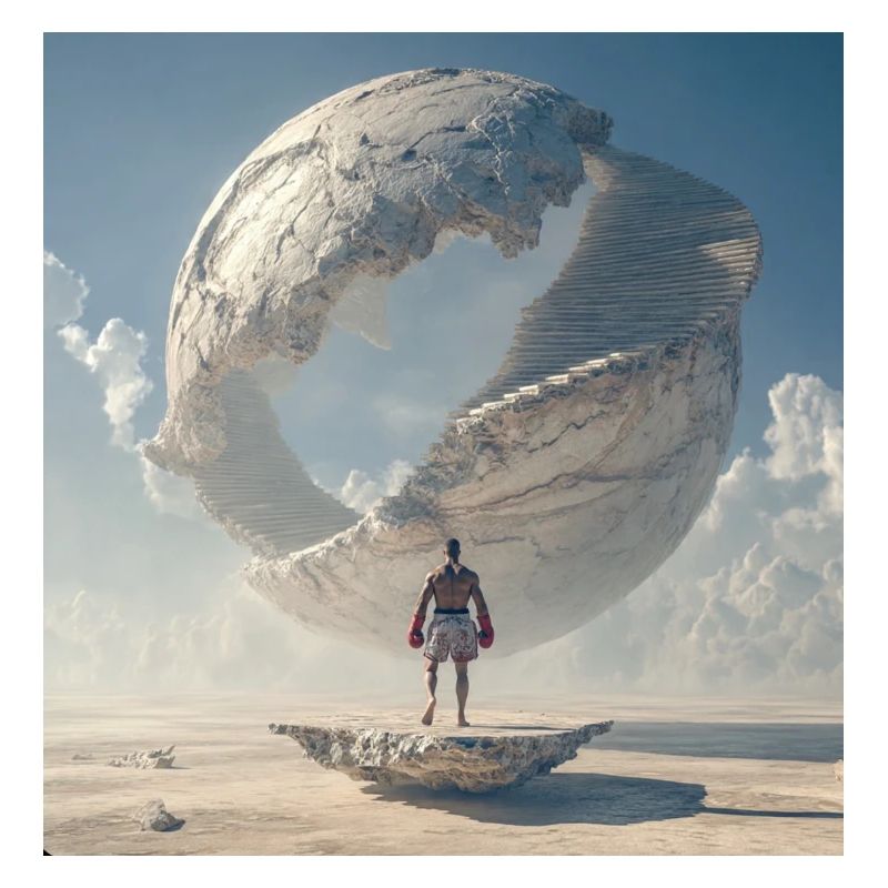 Boxer devant la spirale orbitale