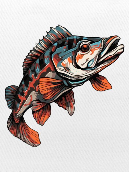 Fisch Barsch Bunt Illustration