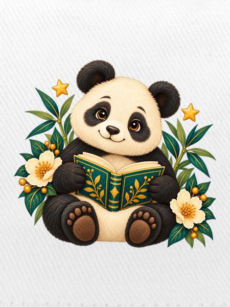 Panda-Leser unter Blumen