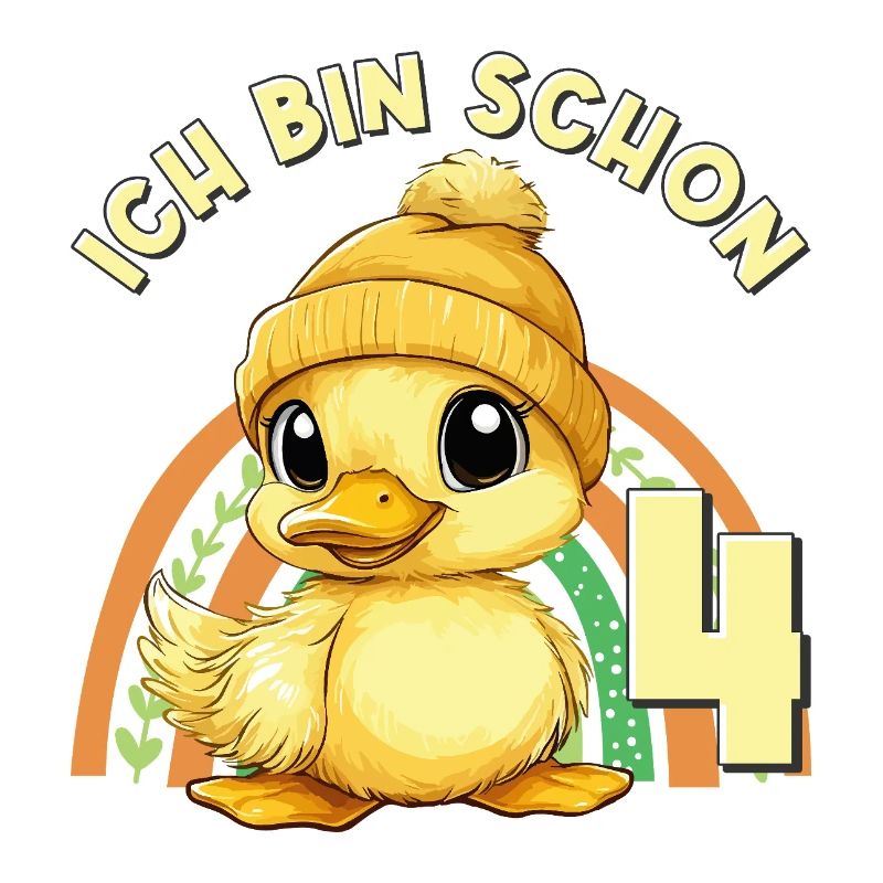 4th Birthday Duck Rainbow Cute Cute