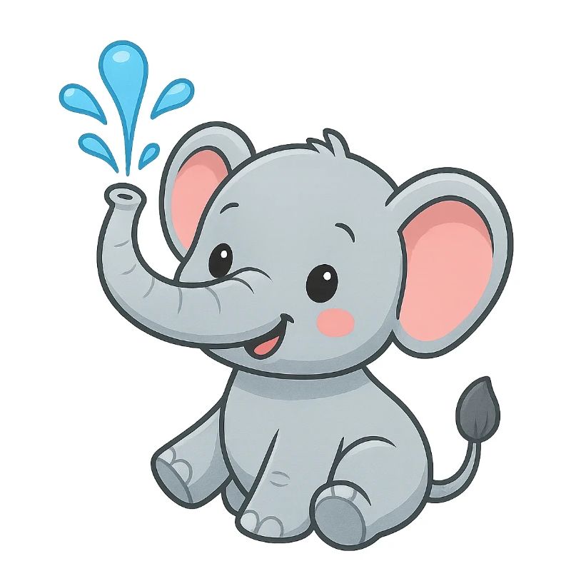 Mignon ami éléphant avec éclaboussure d’eau