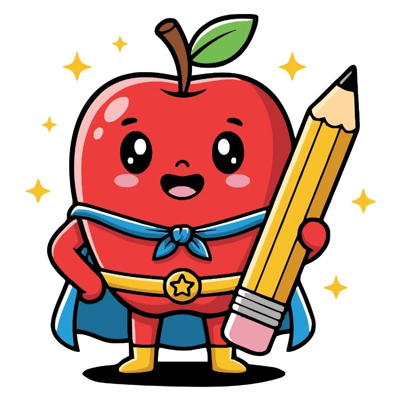 Professeur dessin animé fruit avec crayon