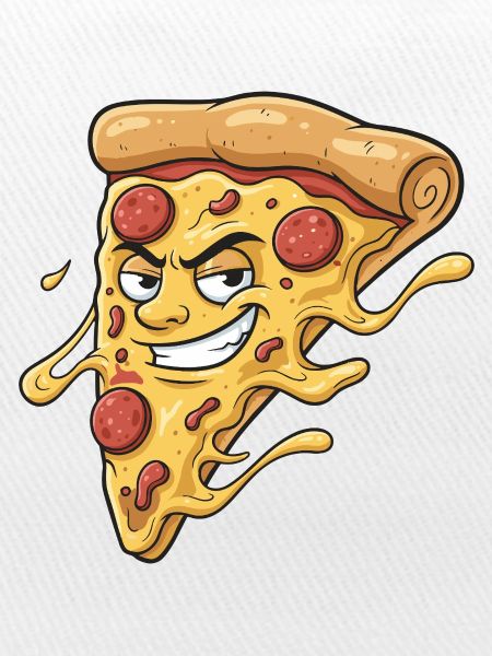 Pizza-Slice mit frechem Grinsen