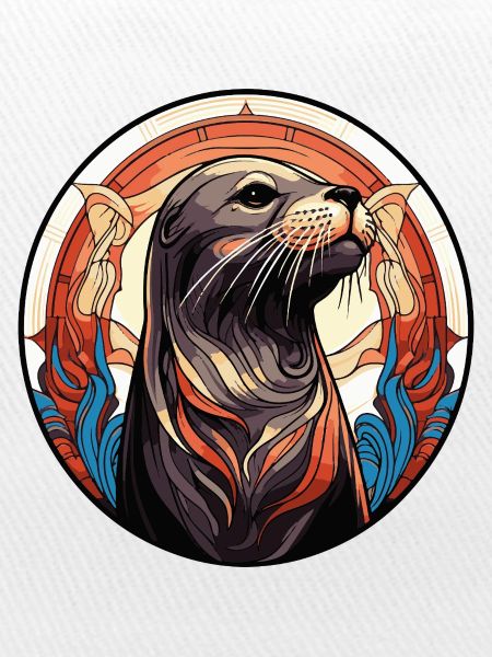 Robbe Seehund Retro Illustration