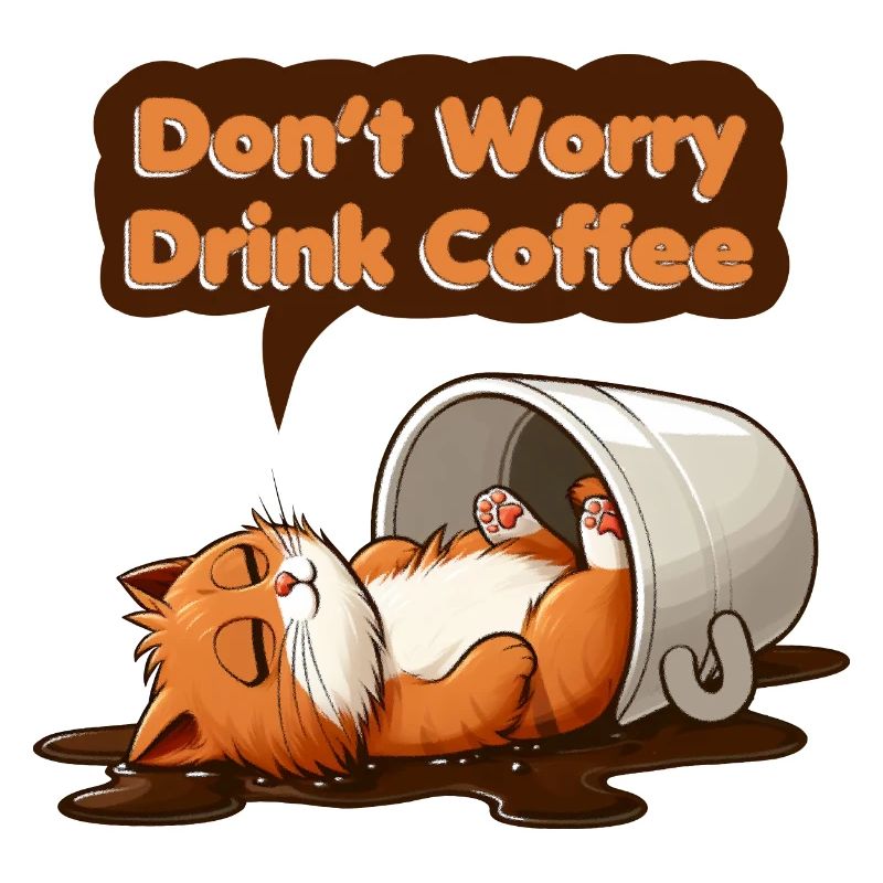 Don't Worry Drink Coffee Cat Funny Animals