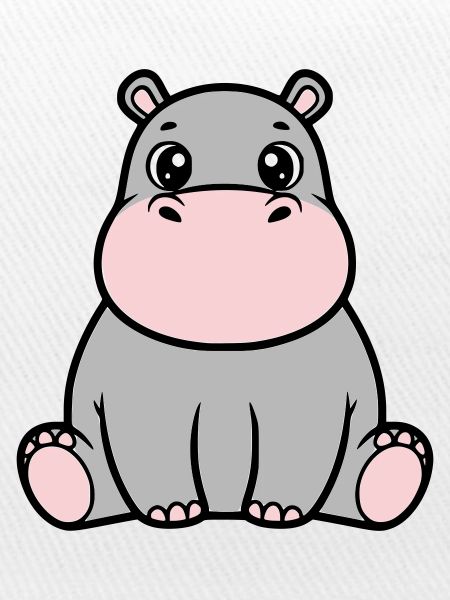 Bébé hippopotame mignon assis à Kawaii