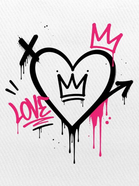 Graffiti-Herz mit rosa Krone