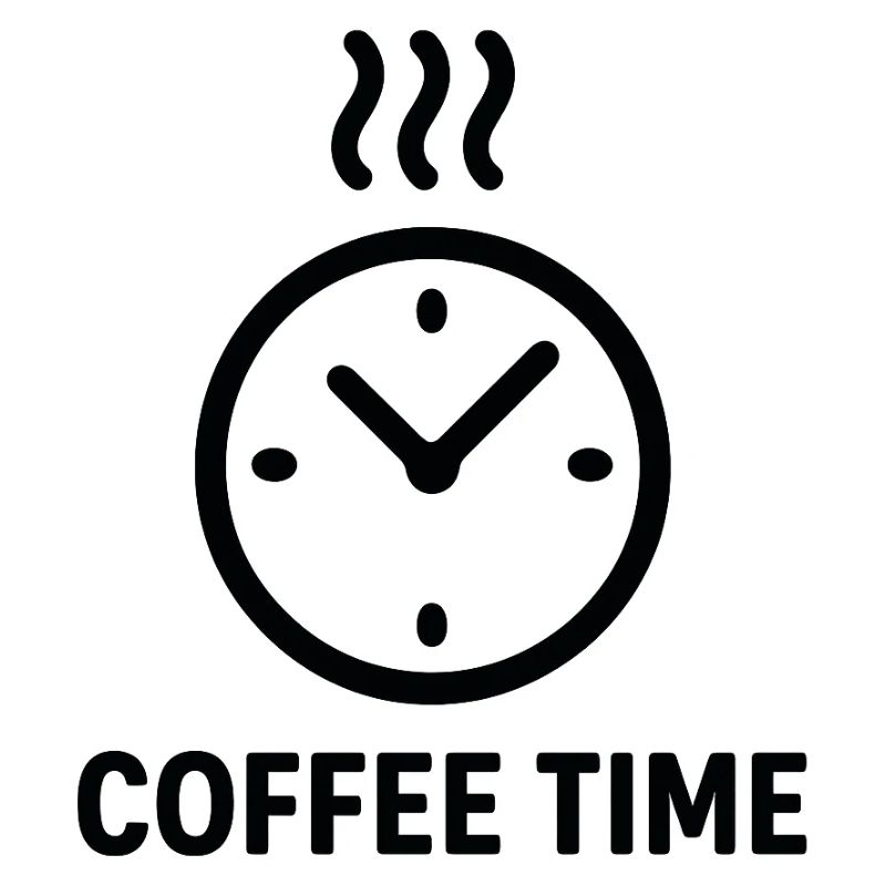 Coffee Time Clock Illustration