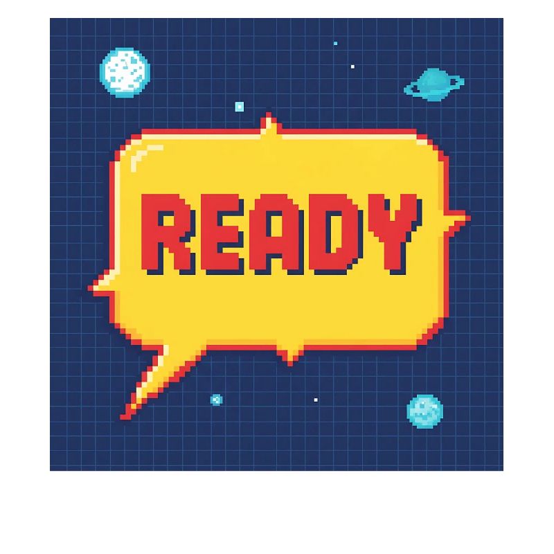 Ready Pixel Speech Bubble in Space