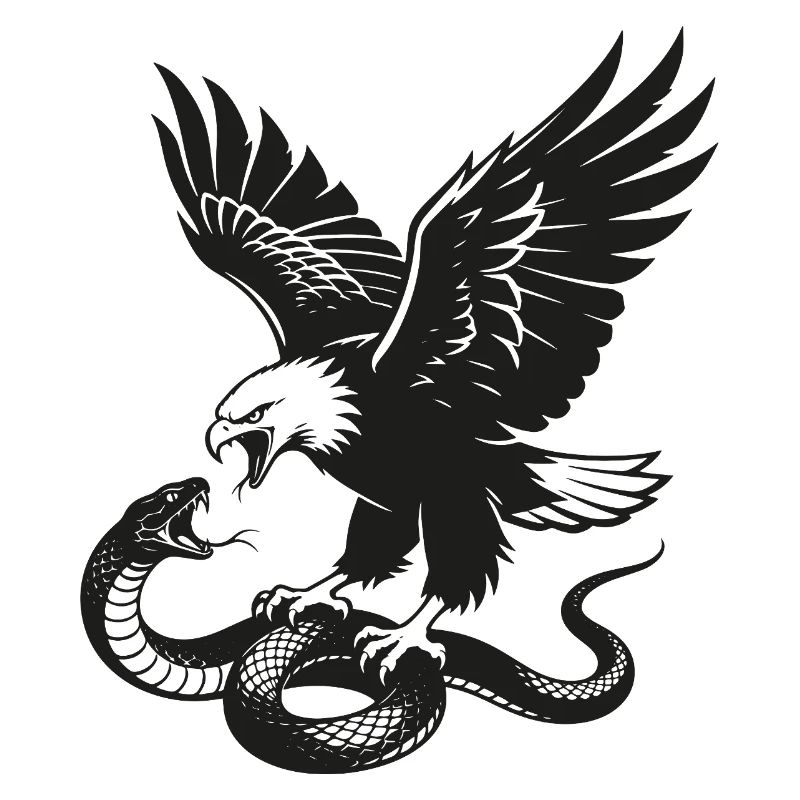 Eagle vs Snake Silhouette