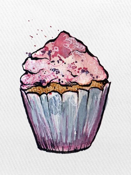 Rosa Aquarell Cupcake