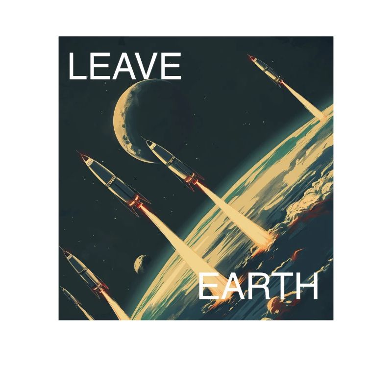 Affiche de Style rétro voyage dans l’espace « Quitter la Terre »