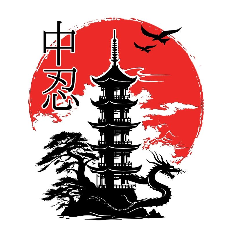 Pagode japonaise Coucher de soleil