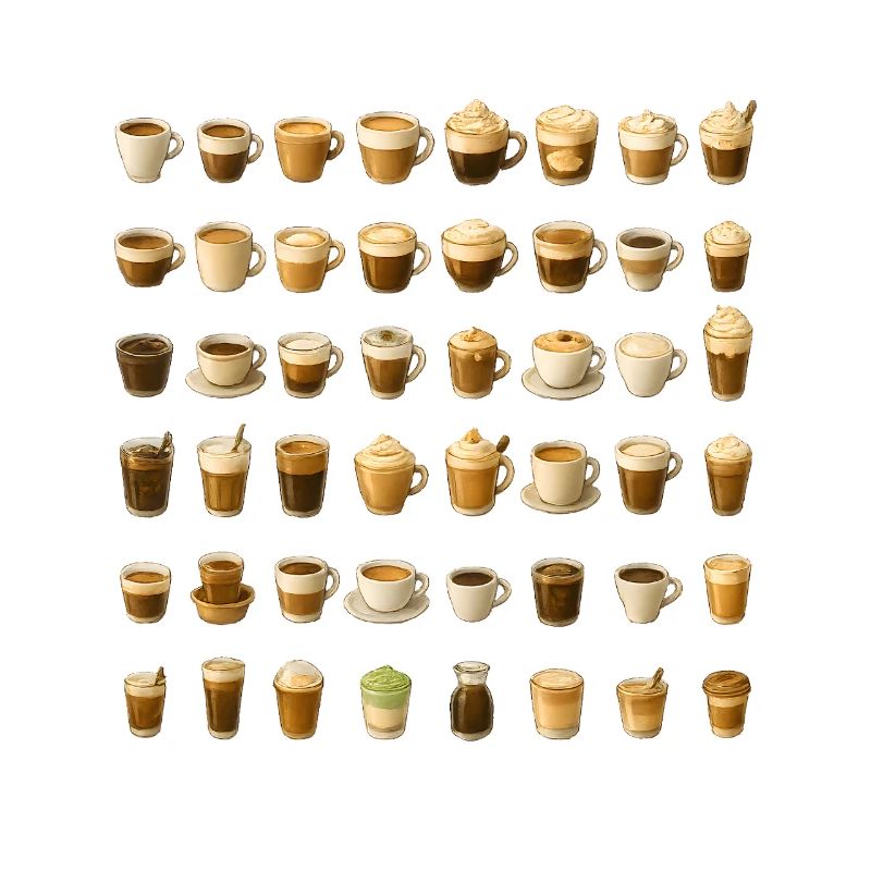 Various coffee drinks