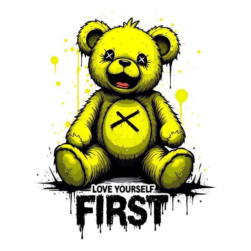Love Yourself First Teddy Bear Graffiti