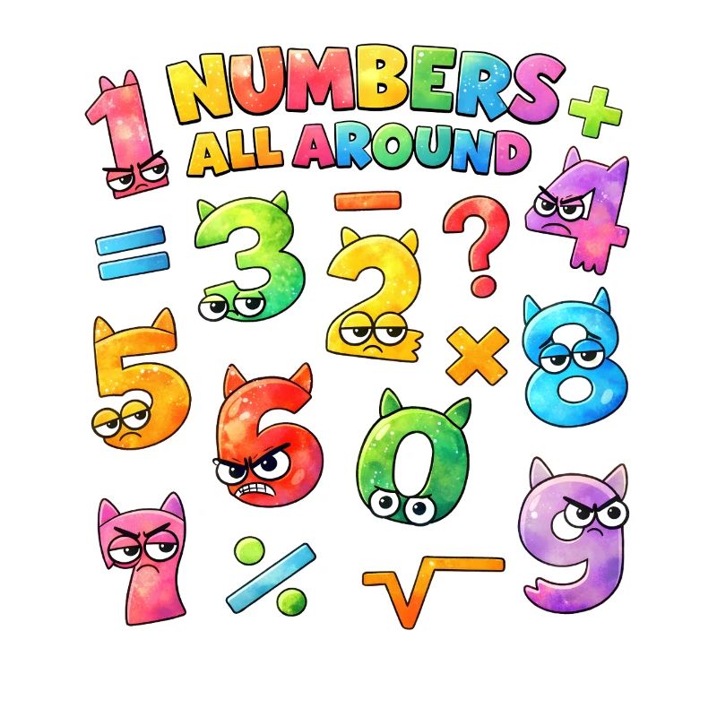 Rainbow Math Faces & Numbers