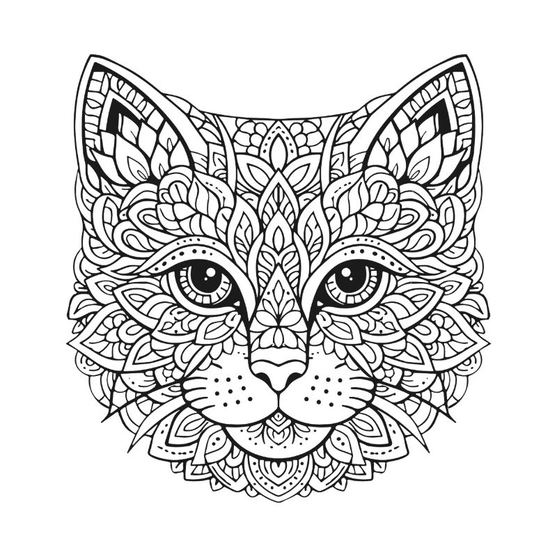 Visage de chat de Mandala