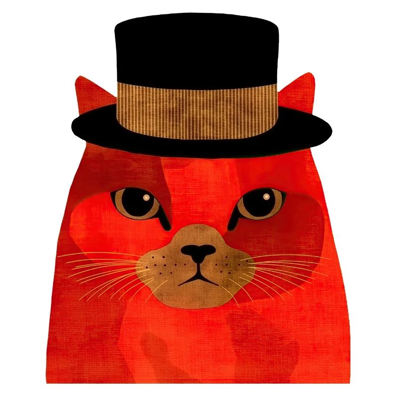 Chat Rouge Cool avec un haut-de-forme