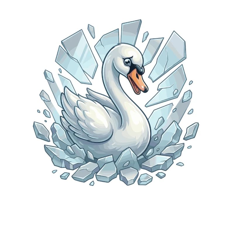 Schwan bricht durchs Eis