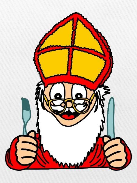 Sinterklaas mit Messer und Gabel