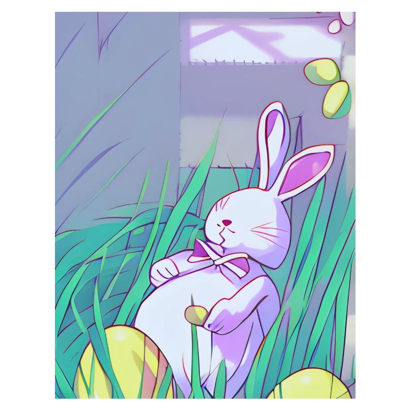 Pastel Easter Bunny in Spring Grass