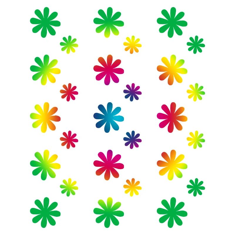 colorful flowers - retro - rainbow blossoms pattern