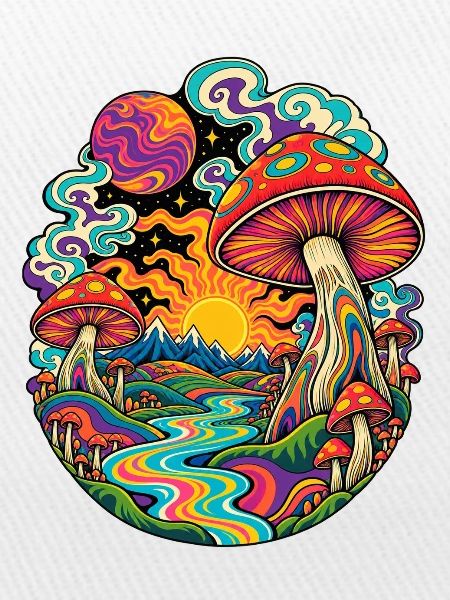 Psychedelische Pilzlandschaft