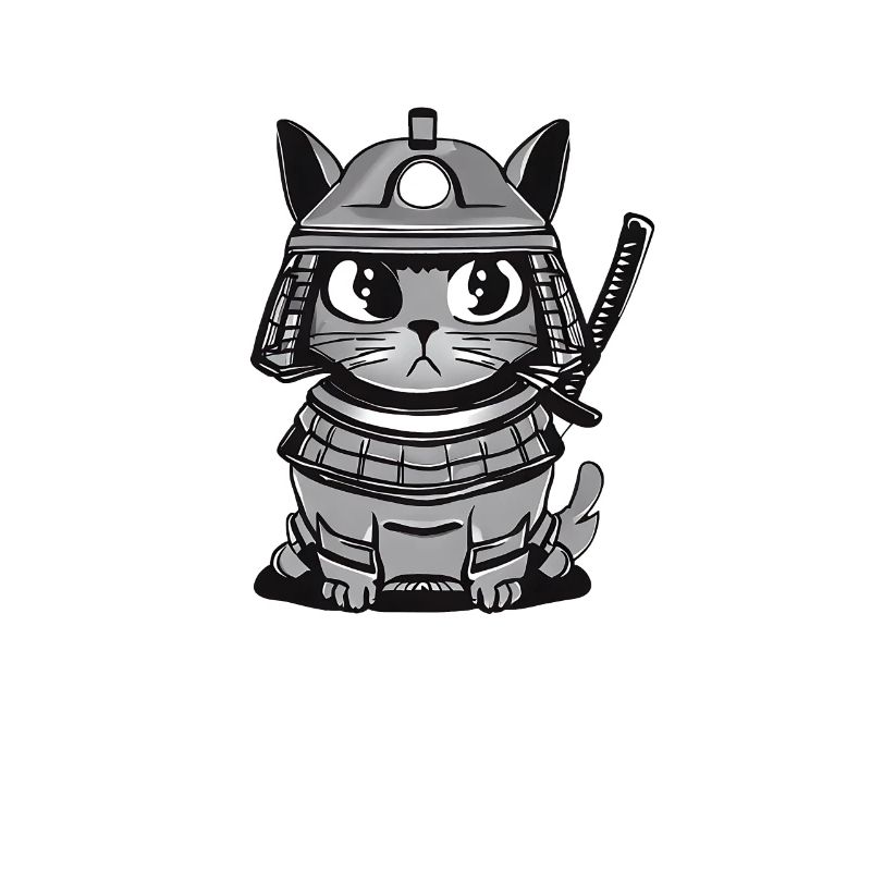 Cat Cat Samurai Japan Katana Sword
