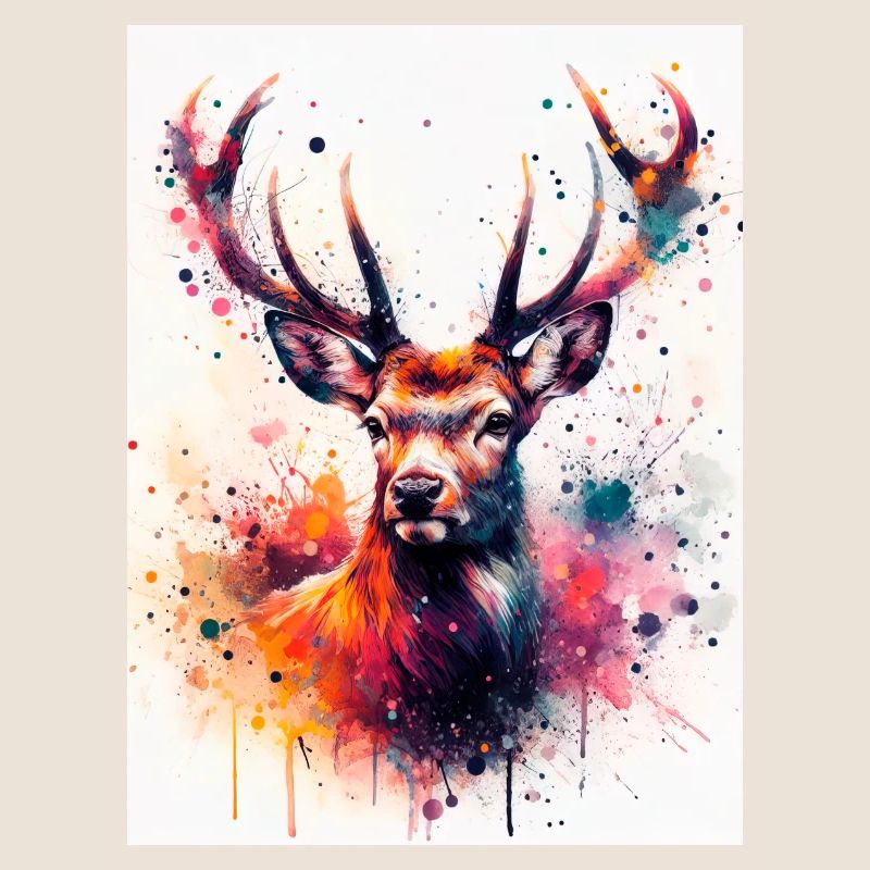Cerf à l’aquarelle
