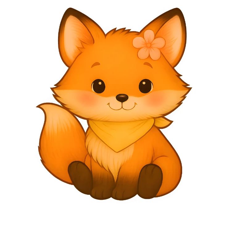 Petit renard avec fleur et collier