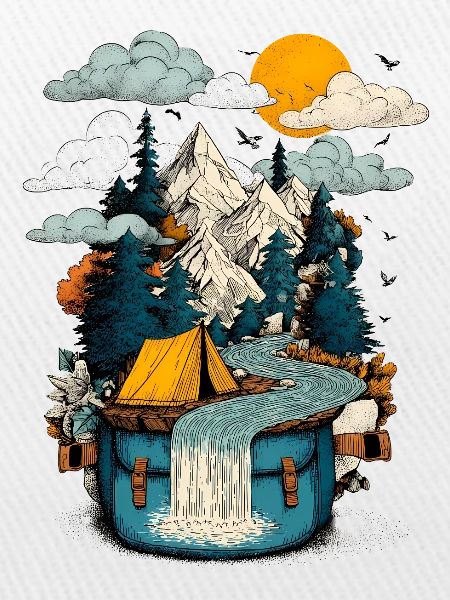 Bergsee Pfad - Camping Backpacker Motiv