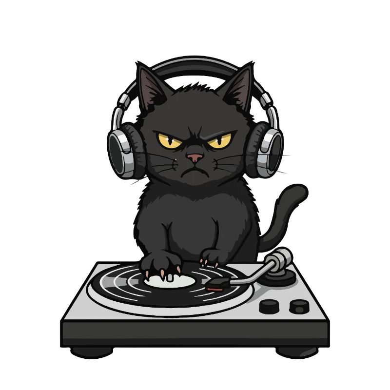 Turntable Cat Chat DJ Vinyle