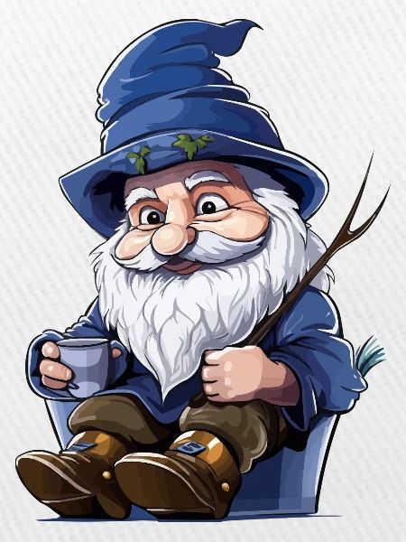 Blauer Waldgnom mit Becher