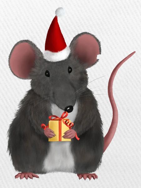 Weihnachtsratte mit Geschenk - Ohne Text