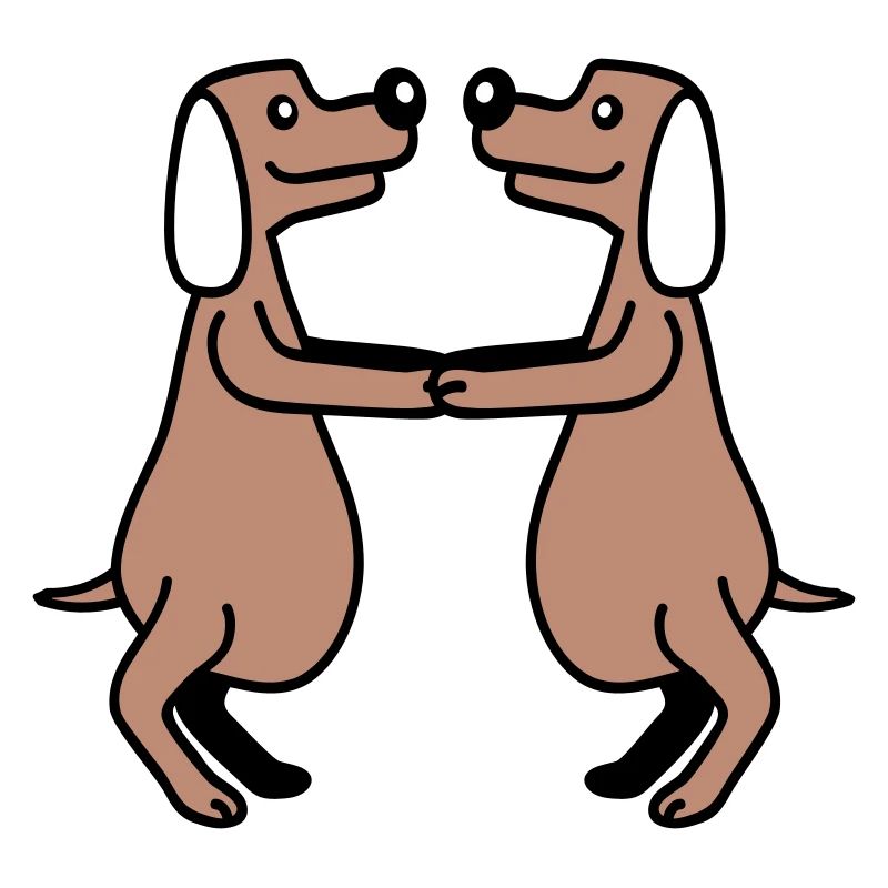 2 chiens gros ventre en surpoids dansant ensemble