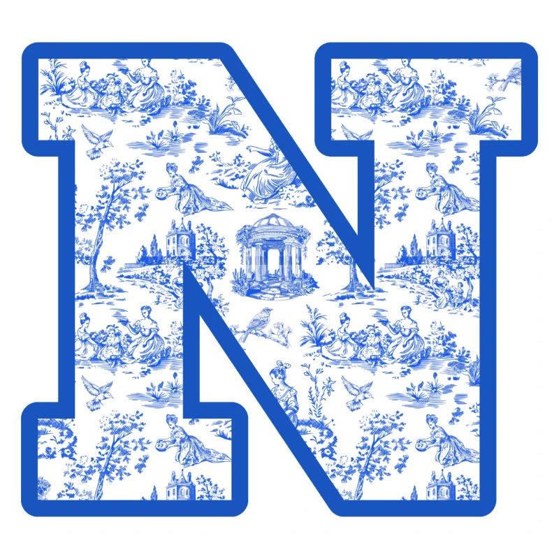 Buchstabe n blaue Chinoiserie