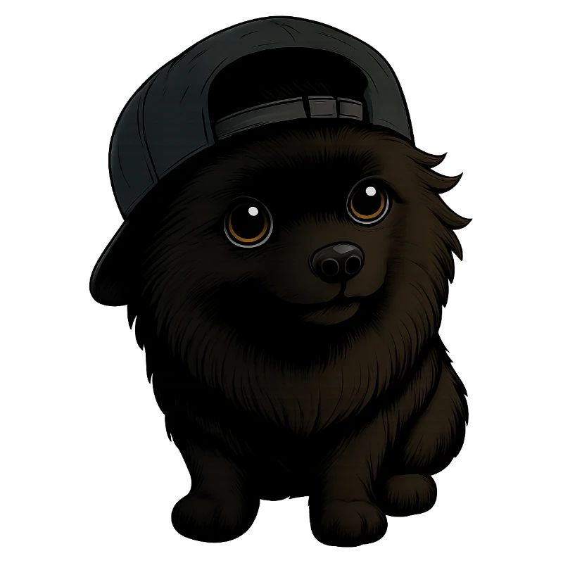 Chien Spitz drôle avec capuchon et expression