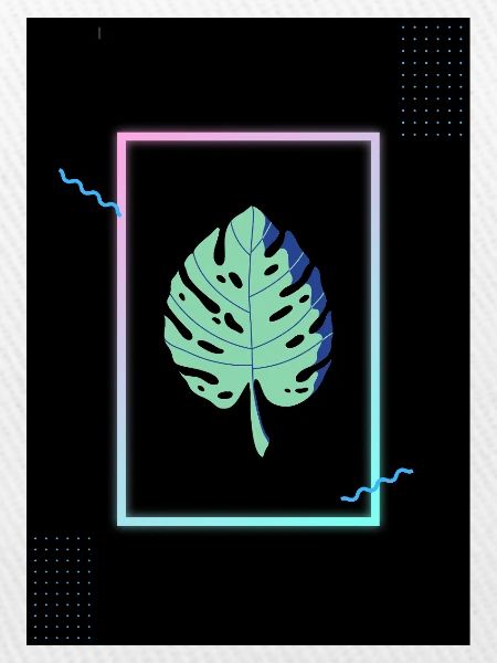 Monstera Neon Frame