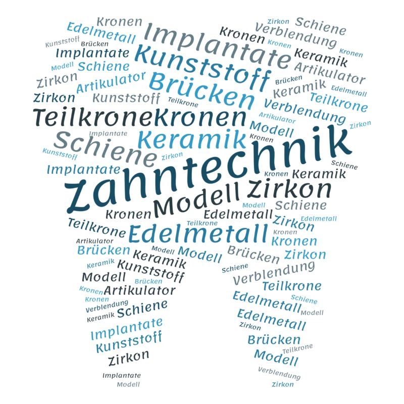 Technologie dentaire Wordcloud blue