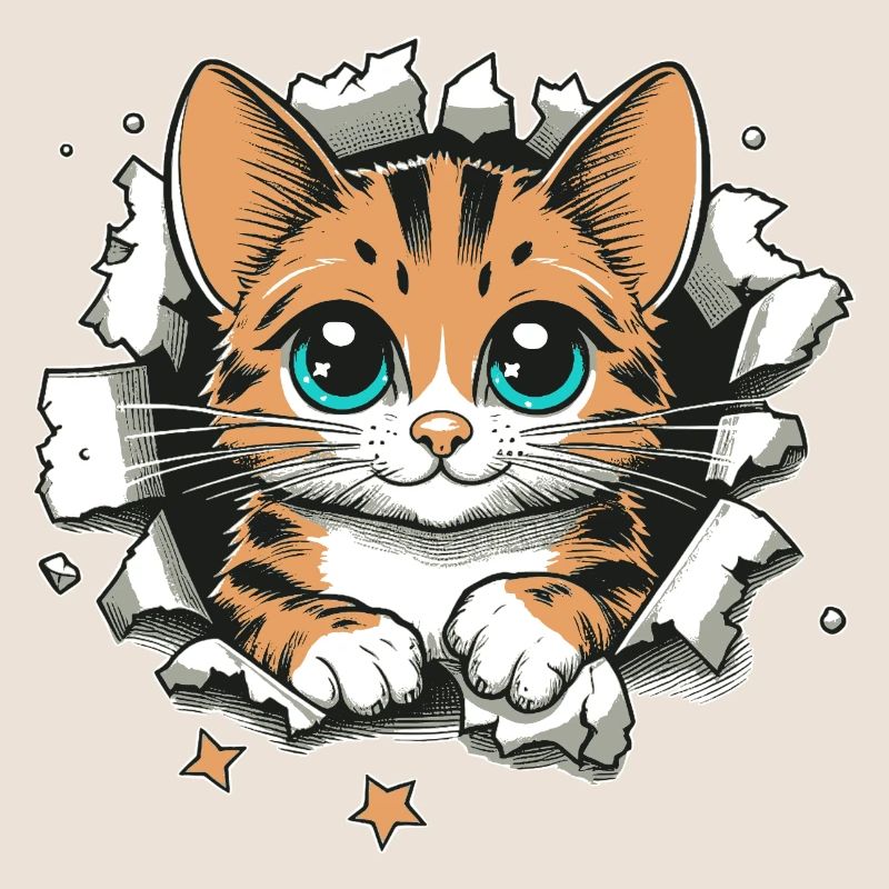 Chat mignon déchiré