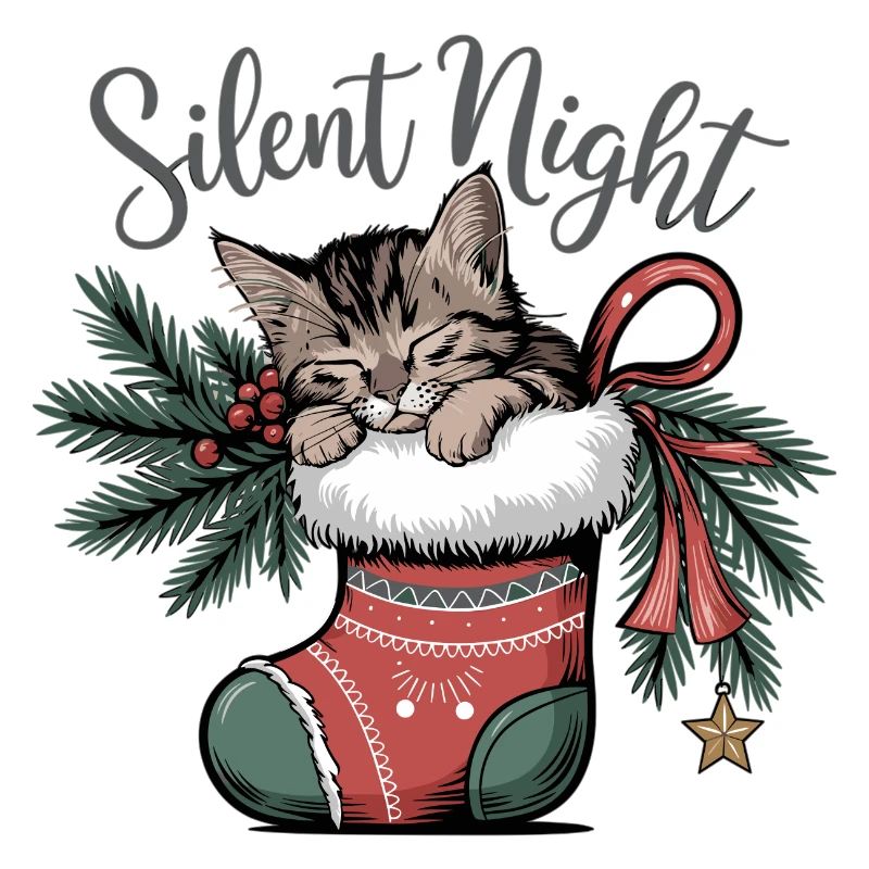 Douce nuit – Chaton en bas de Noël