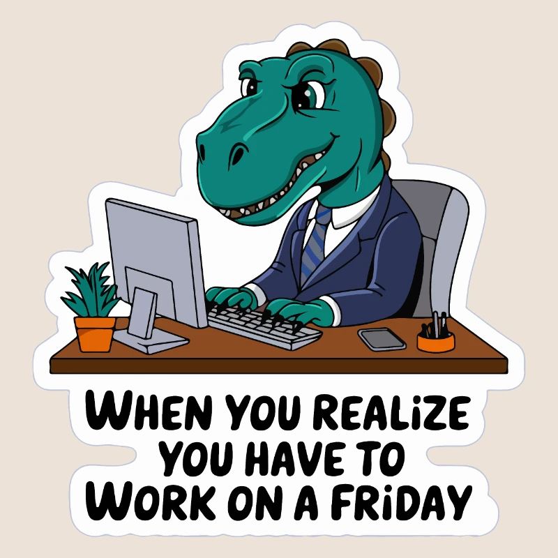 Dinosaur in the office - work after hours on Friday