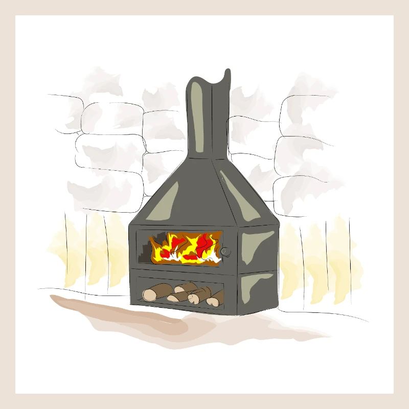 Cheminée à bois éclairée