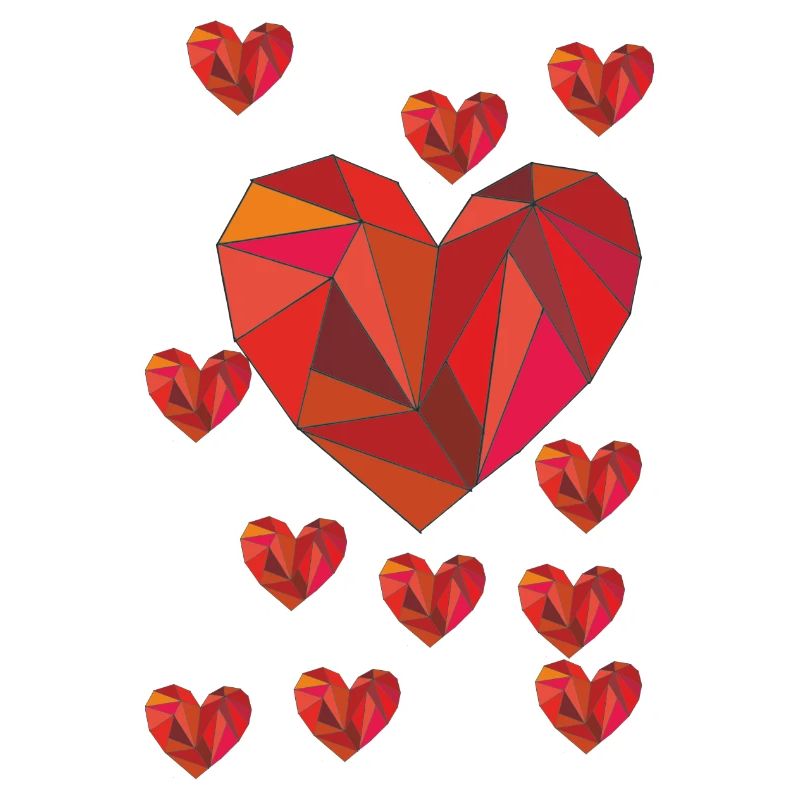 Geometric heart pattern in warm red